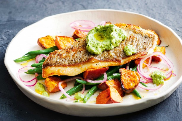 recipe baked monkfish Egmont macadamia Seafoods and with pesto salad bean Snapper recipe baked monkfish Egmont macadamia Seafoods and with pesto salad bean Snapper